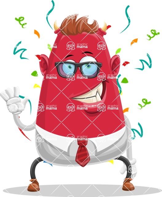 Business Monster Cartoon Character - Celebrating Business Monster Cartoon Character